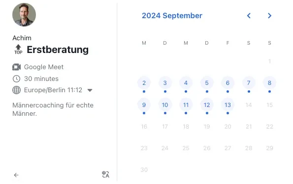 Terminkalender für die Erstberatung